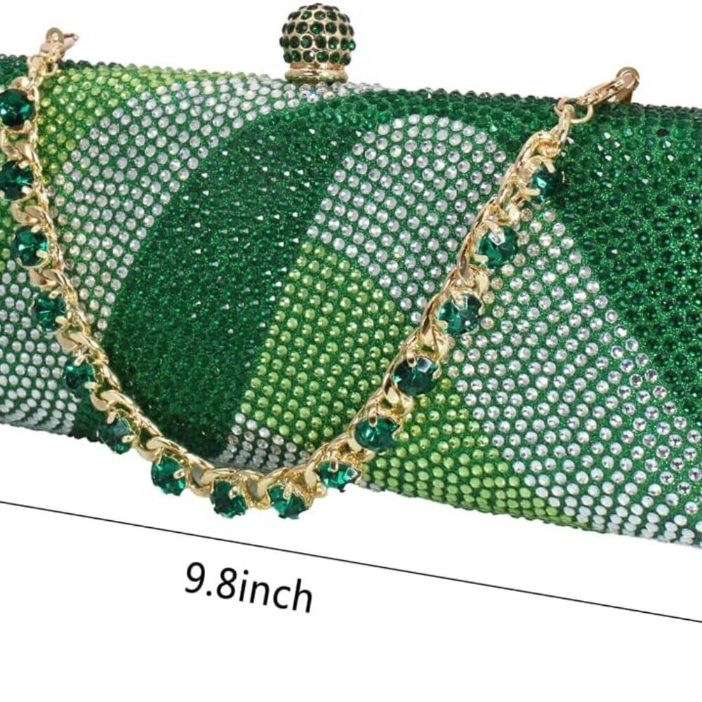 Women Rhinestone Clutch Bag Long Chain Evening Handbag for Party Dress - Picture 2 of 6